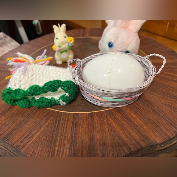 Vintage Spring Easter Lot 3 piece chicken bunny candle  Wallace Berrie Co plush - Picture 3 of 11